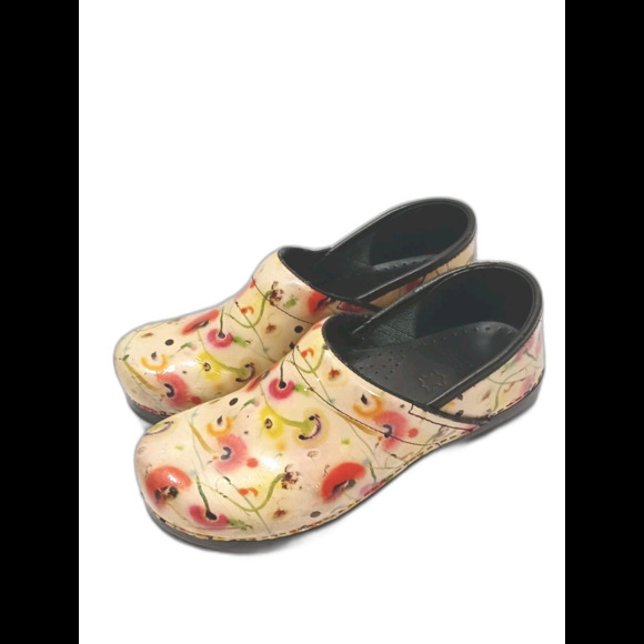 Dansko Floral Leather Professional Nursing Clogs Women's Size 38/ US 7.5 - Picture 3 of 6